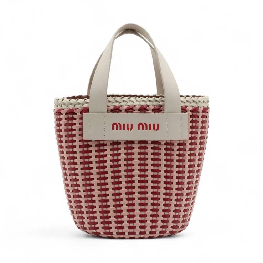 Miu Miu Red and Cream Basket Tote